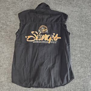 Biker's Edge Shirt Mens Medium Black Sturgis Rally 2011 Sleeveless Denim Cutoff